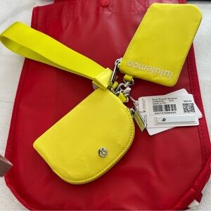 Lululemon Bright Yellow -Lime green Dual Zip Pouch wristlet